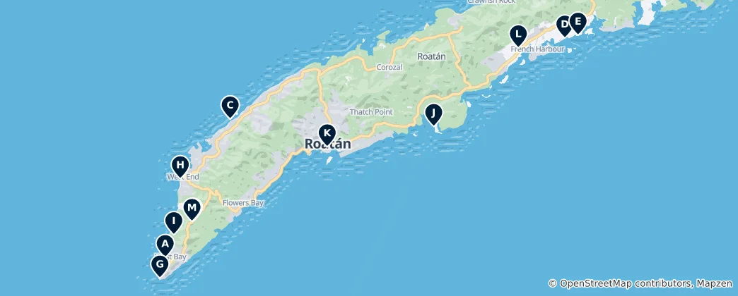 Mappa di Roatan's Absolute Essentials