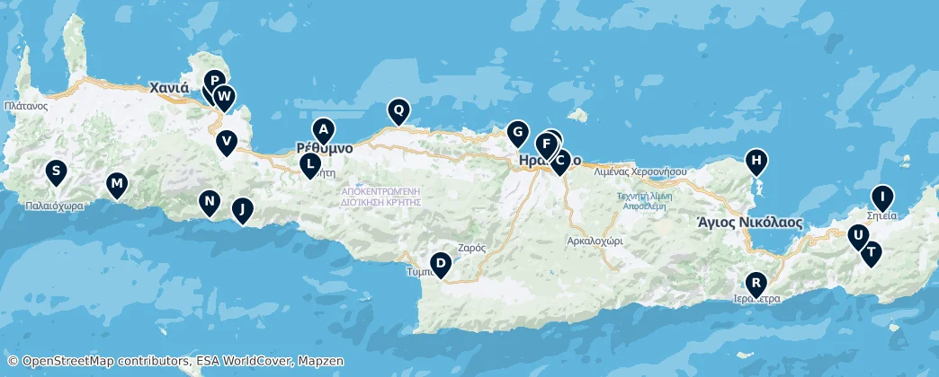 Map of Castles and Forts of Crete
