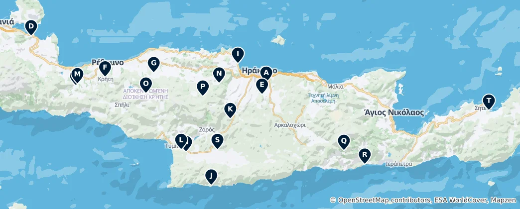 Mappa di Crete's Archaeological Treasures