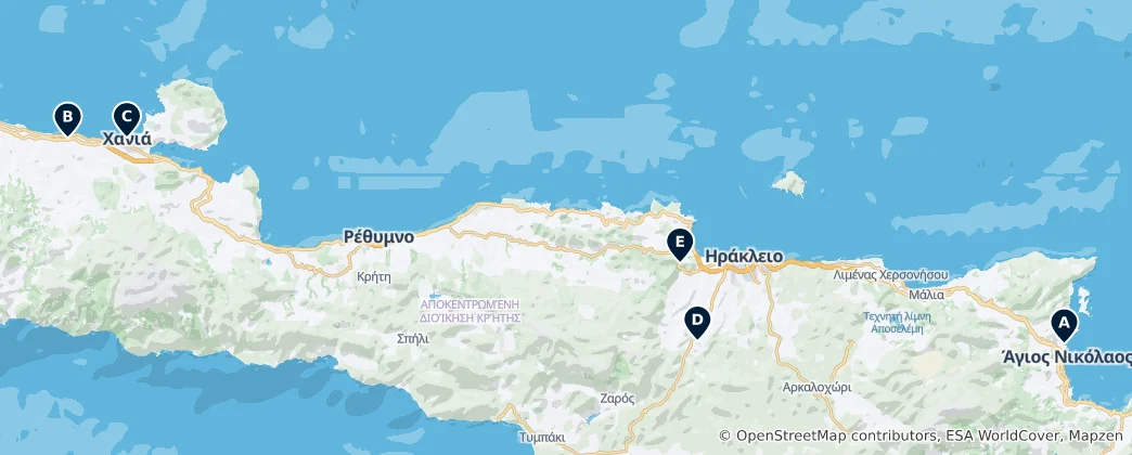 Karte von Crete's Hidden Gems