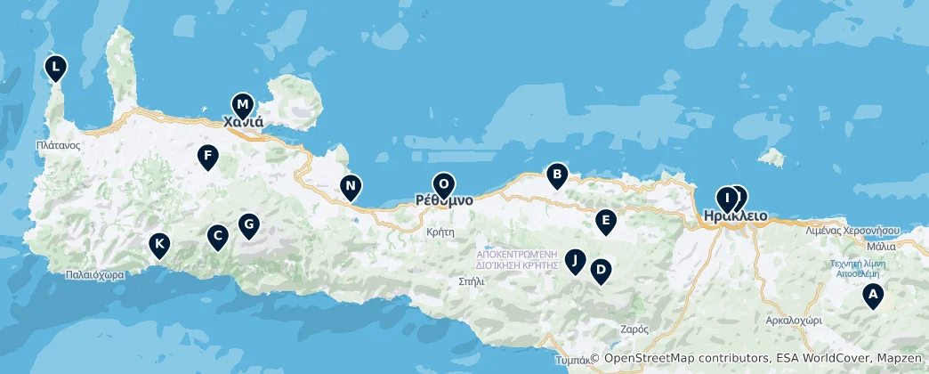 Map of Crete's Natural Wonders and Views