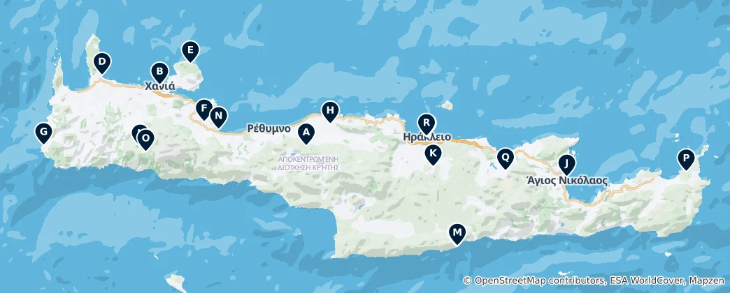Mappa di Crete's Sacred Sites