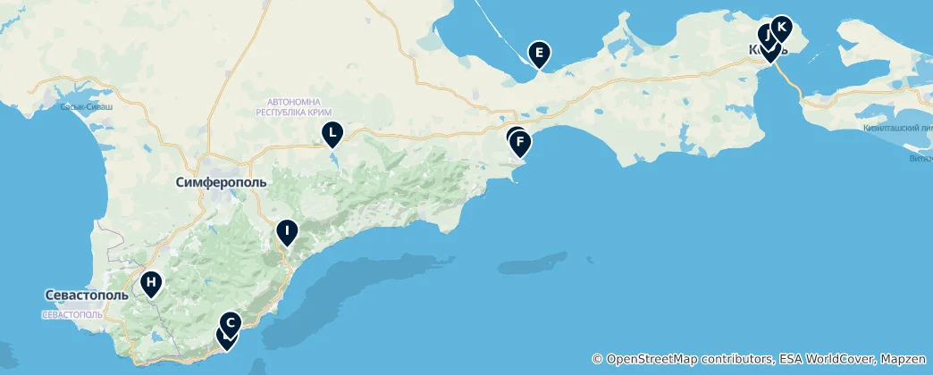 Mapa Crimean Historical Sites