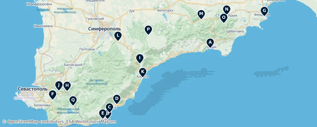 Map of Historic Sites of Crimea