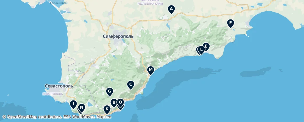 Map of Scenic Viewpoints of Crimea