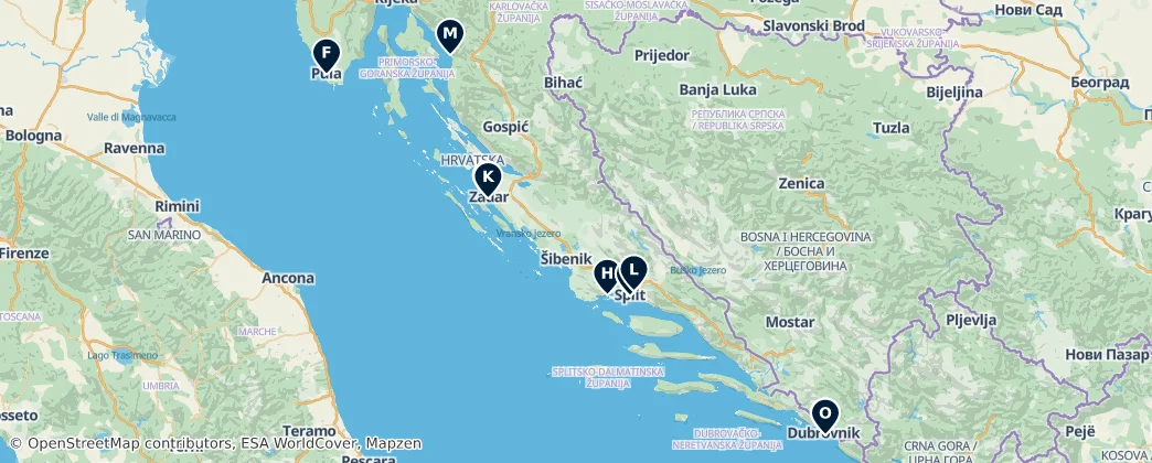 Map of Hidden Gems of Croatia