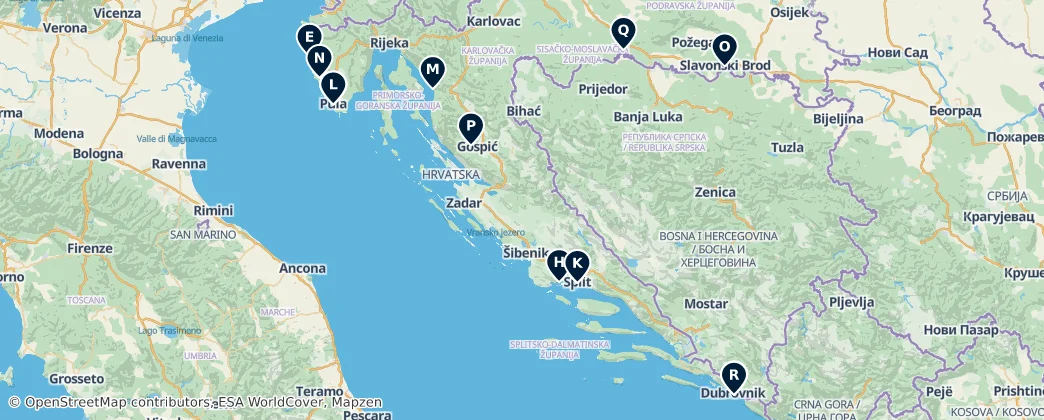 Historic Sites of Croatia Haritası