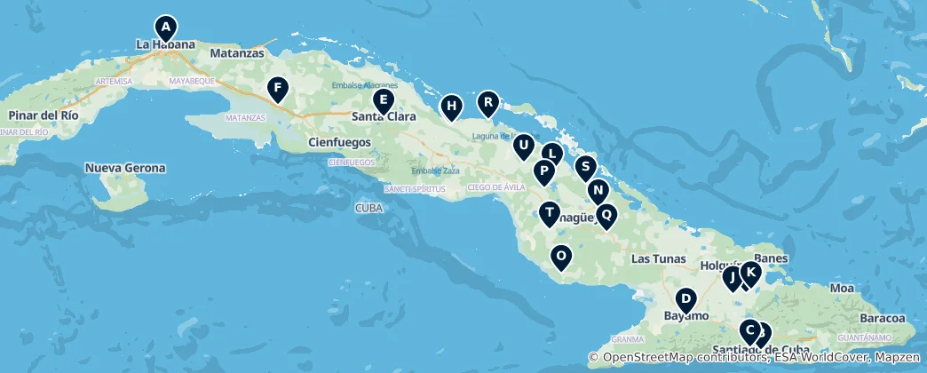 Mapa Cuba's Sacred Sites