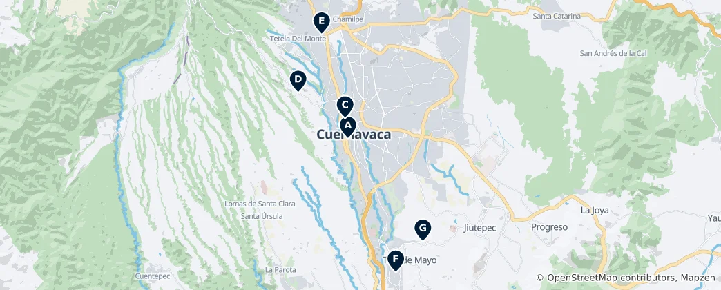 Map of Historic Churches of Cuernavaca
