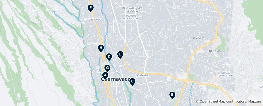 Mappa di Parks & Gardens of Cuernavaca
