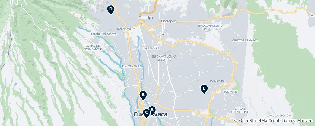 Map of Top Museums in Cuernavaca