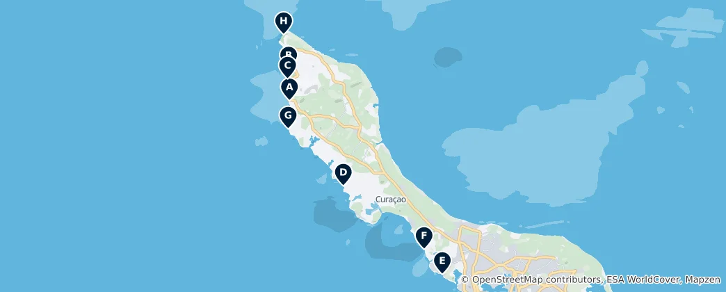 Map of Best Beaches of Curaçao