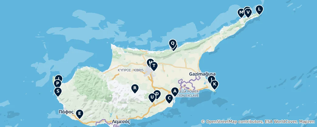 Carte de Cyprus Religious Sites