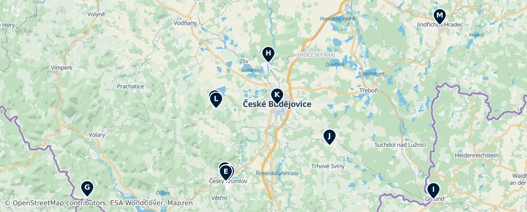 Cultural Treasures of South Bohemia — Map