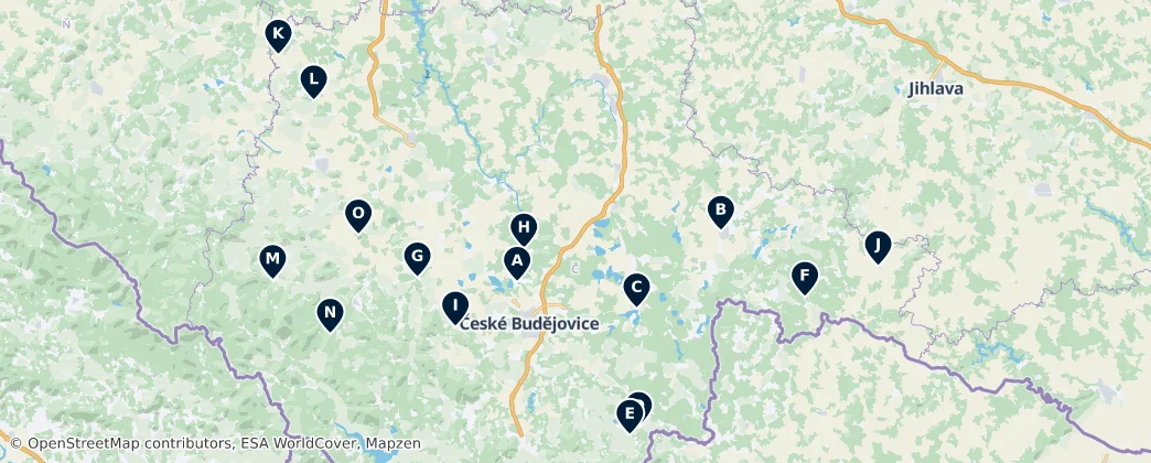 South Bohemian Castles & Ruins — Map