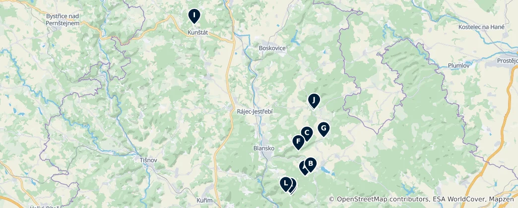 Mapa Moravian Karst Wonders