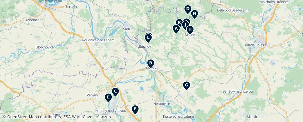 Mělník Region Must-Sees — Kaart