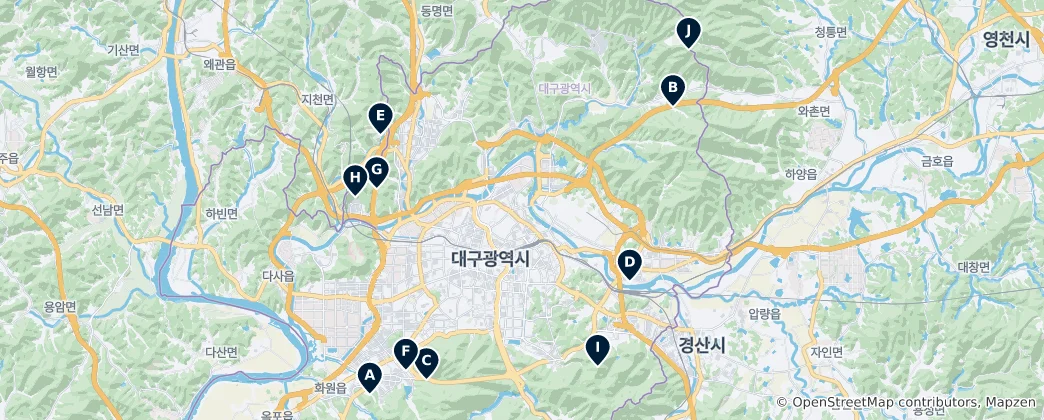 Map of Daegu Parks and Nature