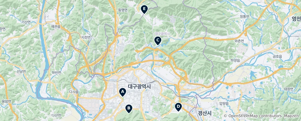 Térkép: Daegu's Iconic Landmarks