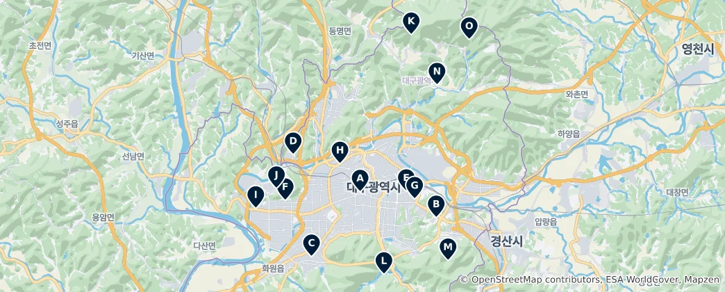 Map of Daegu's Sacred Sites