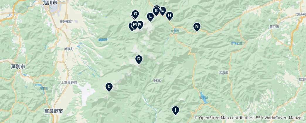 Kaart van Daisetsuzan National Park: The Absolute Essentials