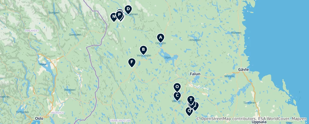 Map of Swedish Lakes and Wetlands