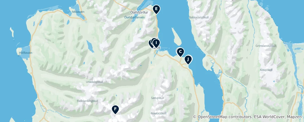 Mapa Dalvíkurbyggð Essentials