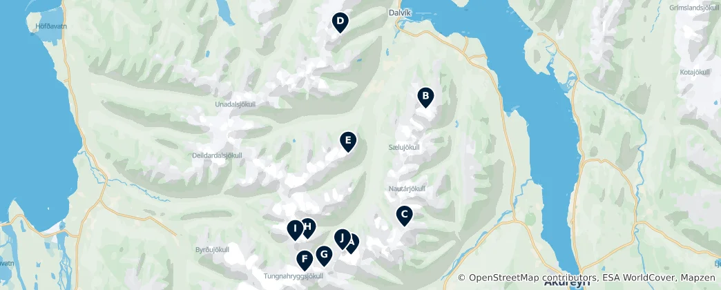 Mapa de Peaks and Glaciers