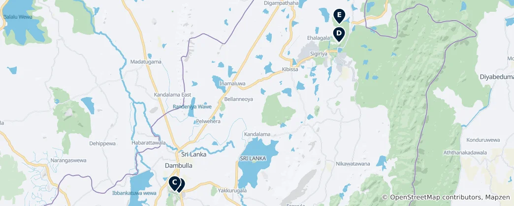 Mapa Dambulla's Essential Wonders