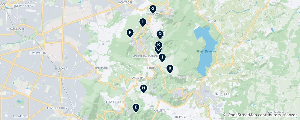 Mapa Dandenong Ranges Essentials