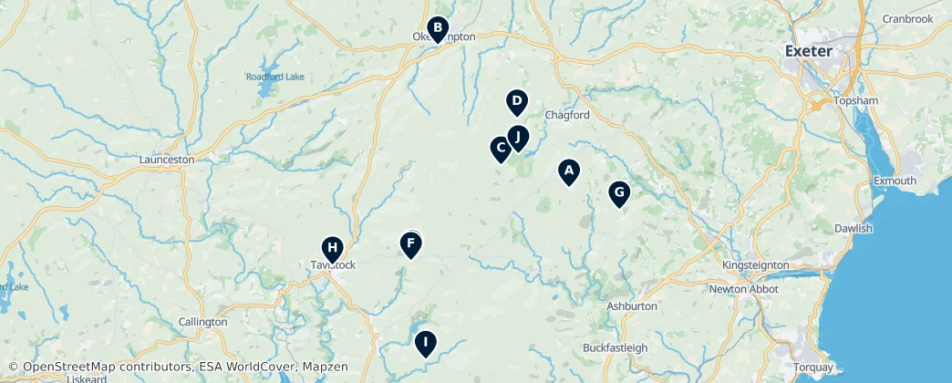 Map of Archaeological Wonders of Dartmoor