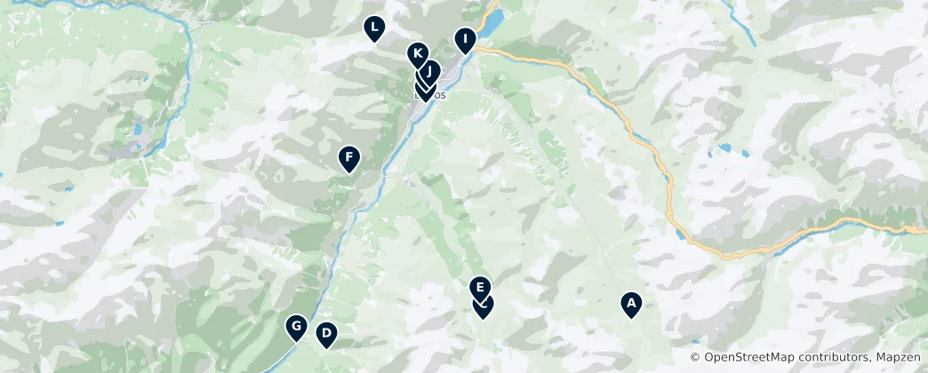 Karte von Davos Dining & Nightlife