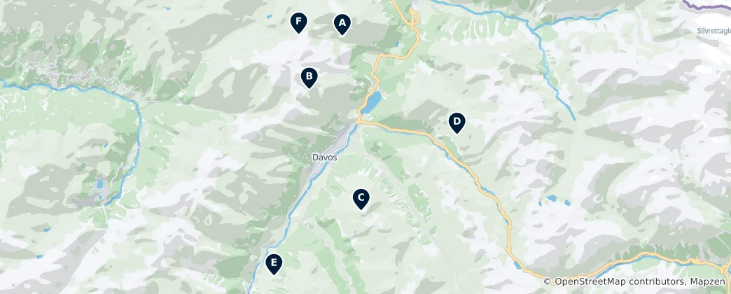 Skiing & Winter Sports in Davos Haritası
