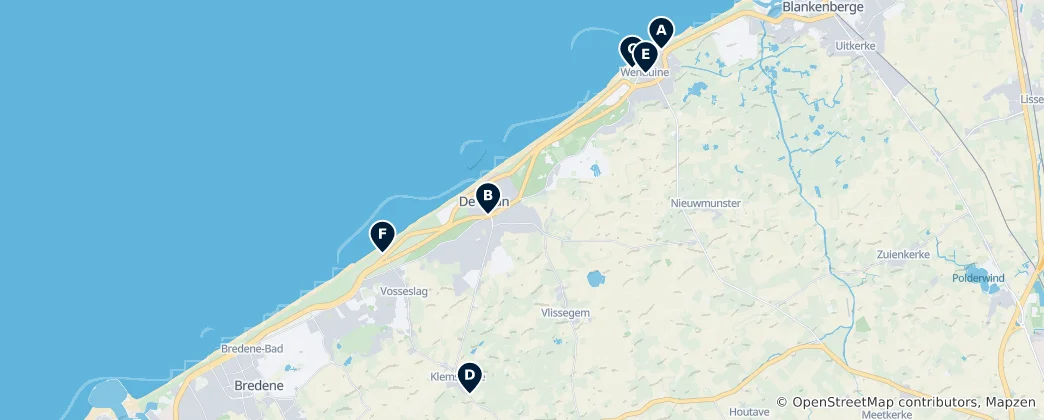 Map of De Haan Must-Sees