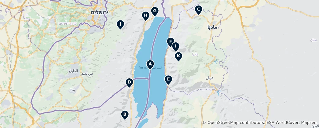 Map of Dead Sea Must-Sees