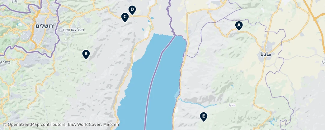 Mapa De Religious Sites near the Dead Sea