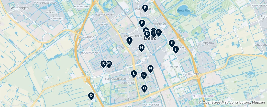 Mappa di Historic Churches of Delft