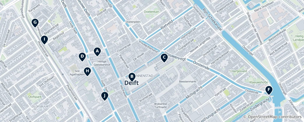 Map of Historic Delft: Churches and Monuments