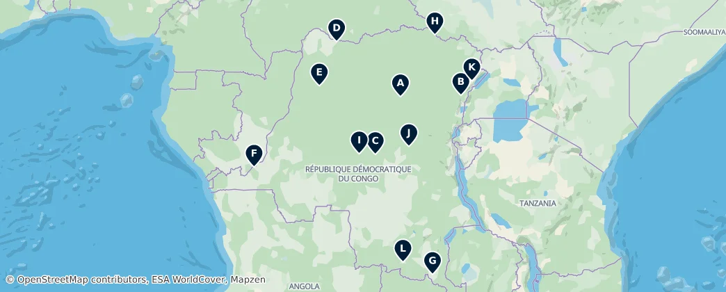 Map of Airports of the Congo