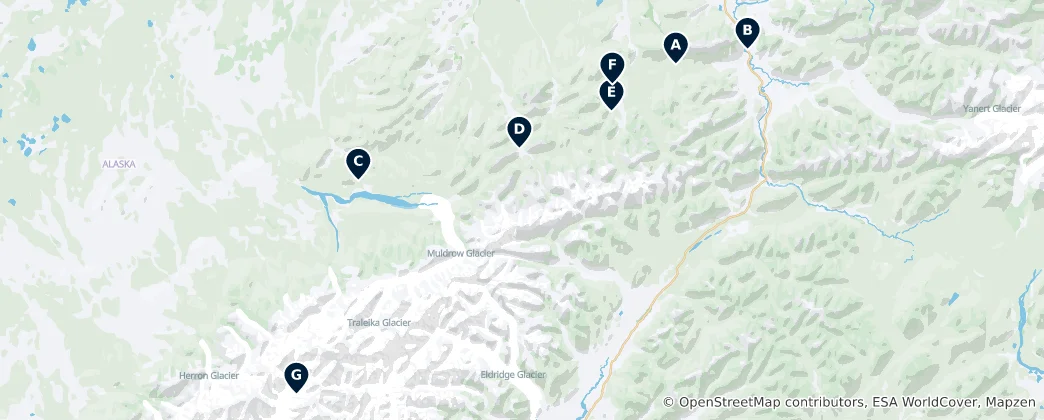 Mapa Denali Camping & RV Sites