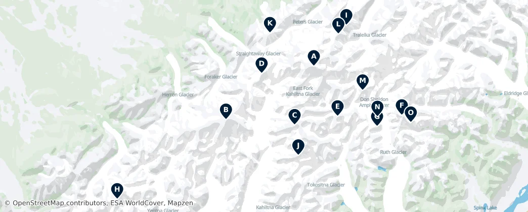 Map of Iconic Peaks of Denali