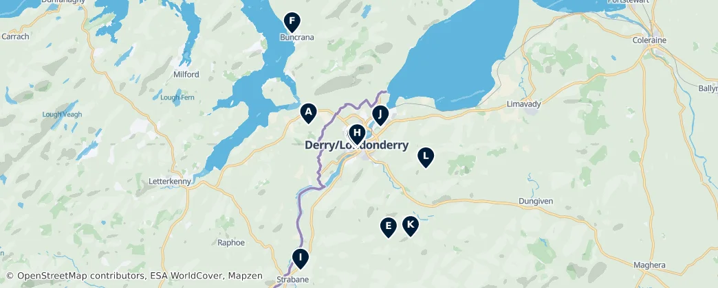 Map of Historic Sites of Derry & Donegal