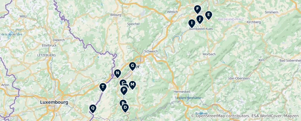 Mapa Renowned Wineries & Vineyards