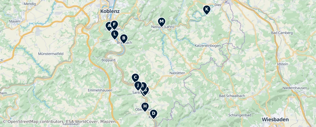 Mapa Rhein-Lahn-Kreis Must-Sees