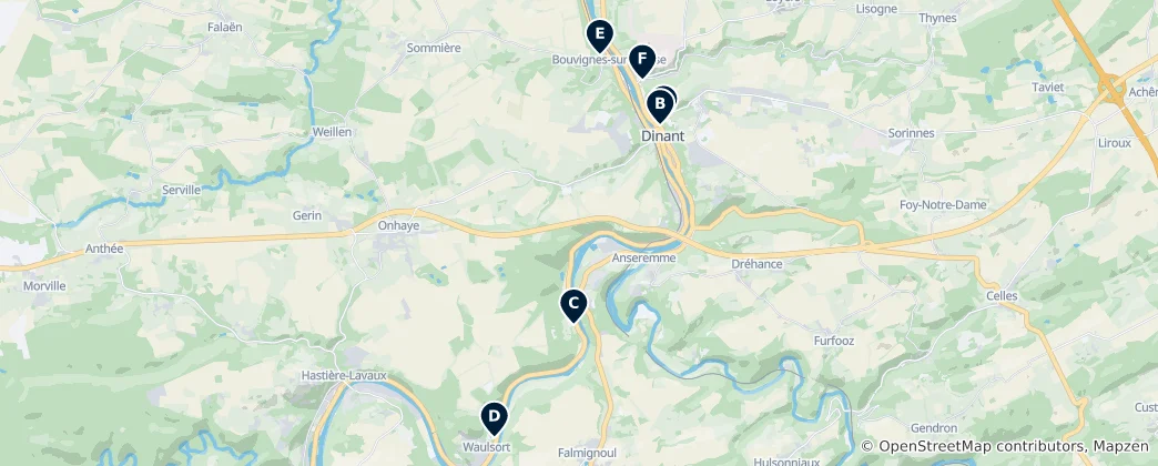 Map of Heritage Sites of Dinant