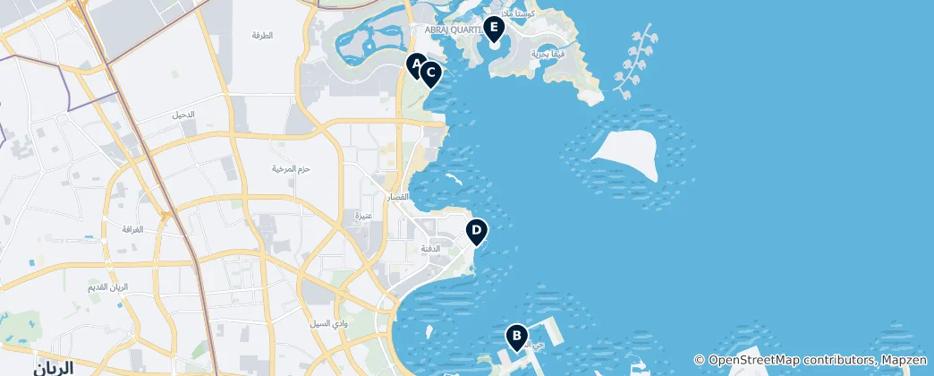 Map of Doha Waterfront & Beaches