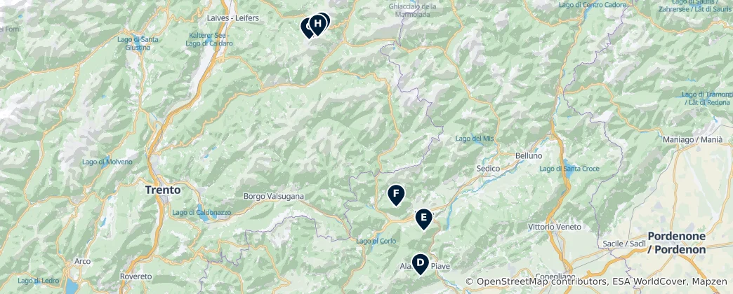 Mappa di Dolomites & Prealps Peaks