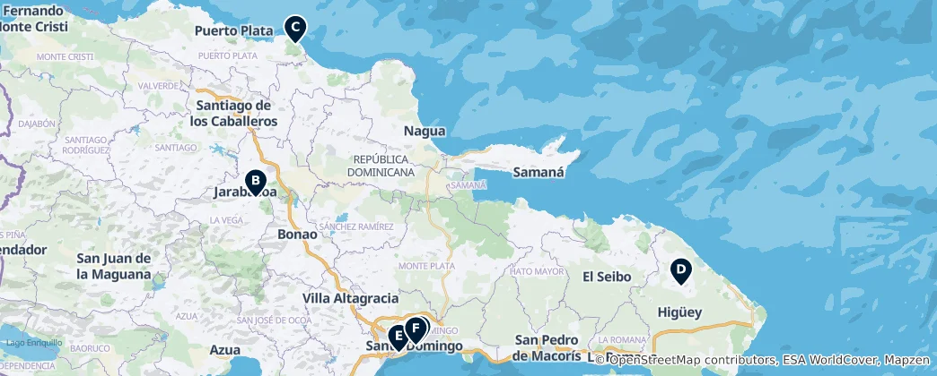 Map of Dominican Nature and Landmarks