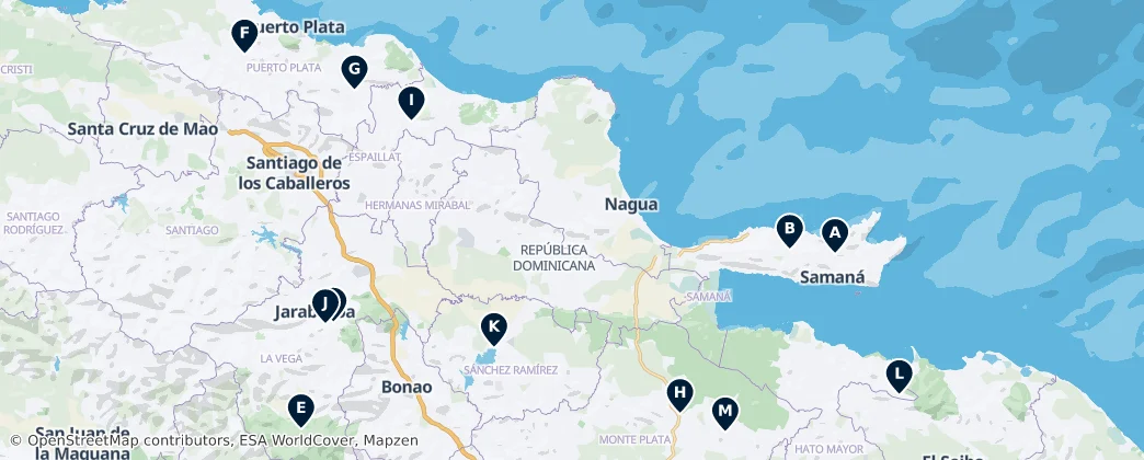 Dominican Republic Waterfalls — Map