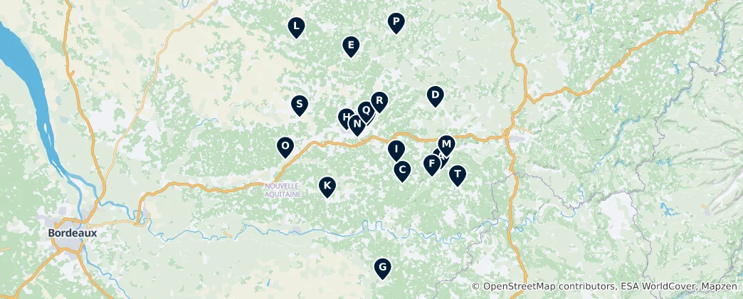 Map of Heritage Sites of Dordogne